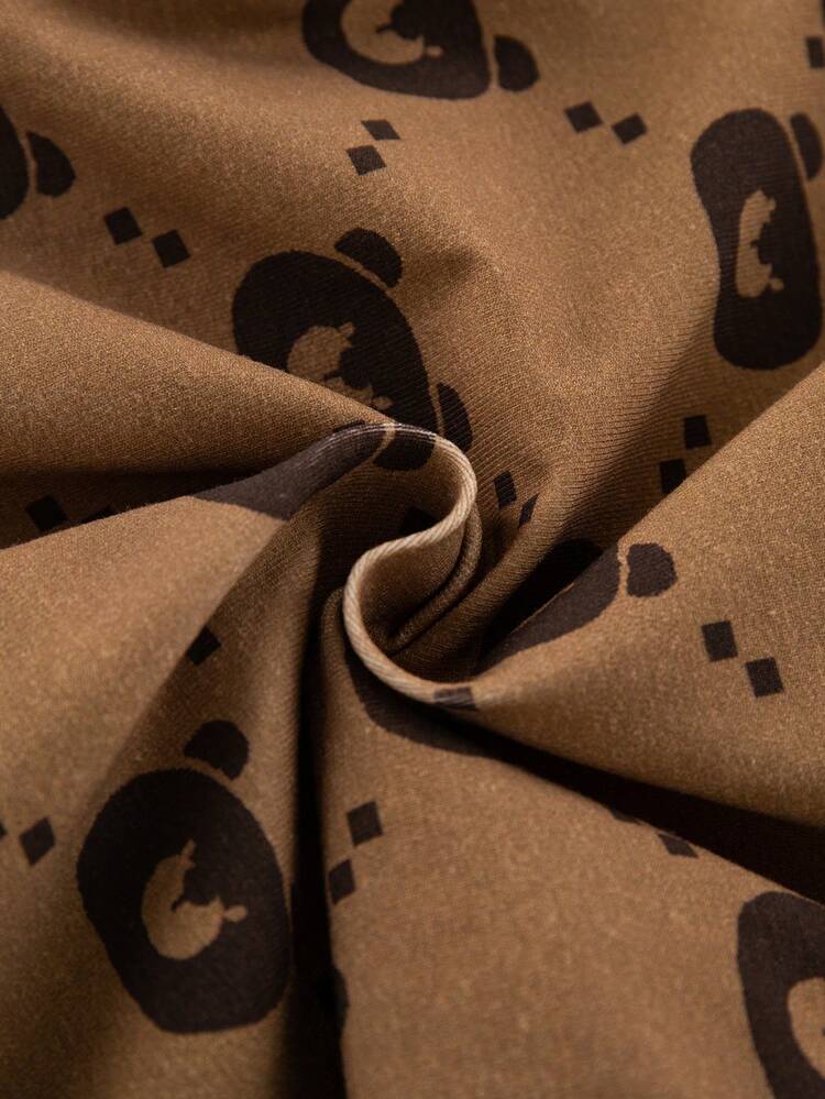 Unisex Baby Cartoon Bear Pattern Color Block Short Sleeve Romper