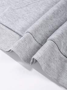 男士标语和骷髅印花连帽衫，带保暖内衬 - 灰色 - 查看 5