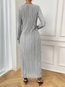 Chiquease Women's Long Pleated Dress - Grey - View 2