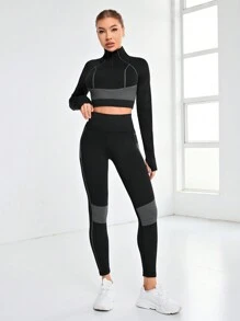 Yoga Trendy Seamless Women's Sportswear Set - Black - View 3