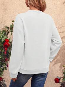 SHEIN LUNE 休閒女士印花運動衫 - 白色 - 查看 2