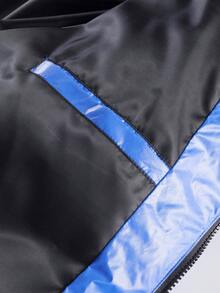 Manfinity 宽松男式连帽棉服外套（配标语贴片） - 藏蓝色 - 查看 7