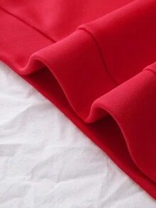 SHEIN LUNE 女款標語印花抓絨運動衫 - 紅色 - 查看 4