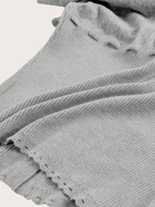 SHEIN MOD Của phụ nữ Nút Eo dây rút Áo len - Xám - Xem 4