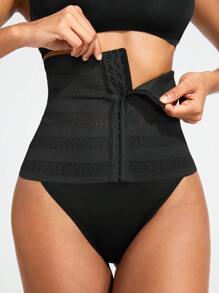 SHAPORA 1入實心鉤眼腰部訓練帶 - 黑色 - 查看 5