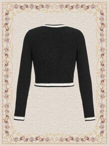 SHEIN DECDS 復古優雅經典女式針織外套 - 黑與白 - 查看 8