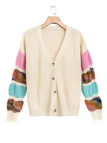 SHEIN LUNE 大尺碼兩色v領針織衫 - 彩色 - 查看 1