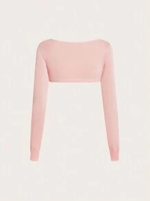 SHEIN MOD 女式青果領長袖開襟衫 - 粉色 - 查看 2