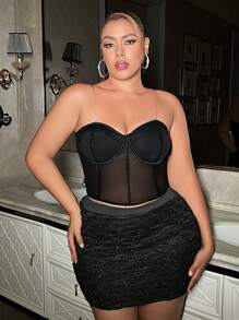 SHEIN SXY Plus Size Valentines New Years Women New Year Eve Dress Christmas Women Dress New Years Prom Dress Sexy Club - Black - View 6