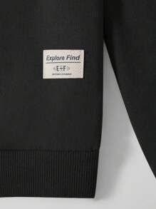 EURMUSE Men Solid Sweatshirt & Drawstring Waist Sweatpants - Dark Grey - View 6