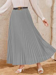 Modelyn Women's Monochromatic Simple Maxi Skirt - Grey - View 5