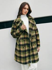 Anewsta Women's Long Plaid Coat