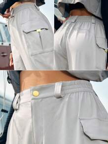 In My Nature Women's Fake Pocket Outdoor Sports Pants - Light Grey - View 6