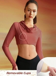 GLOWMODE Featherfit™ 休閒不對稱連帽上衣,配拇指洞 - 宇宙塵土紅 - 查看 4