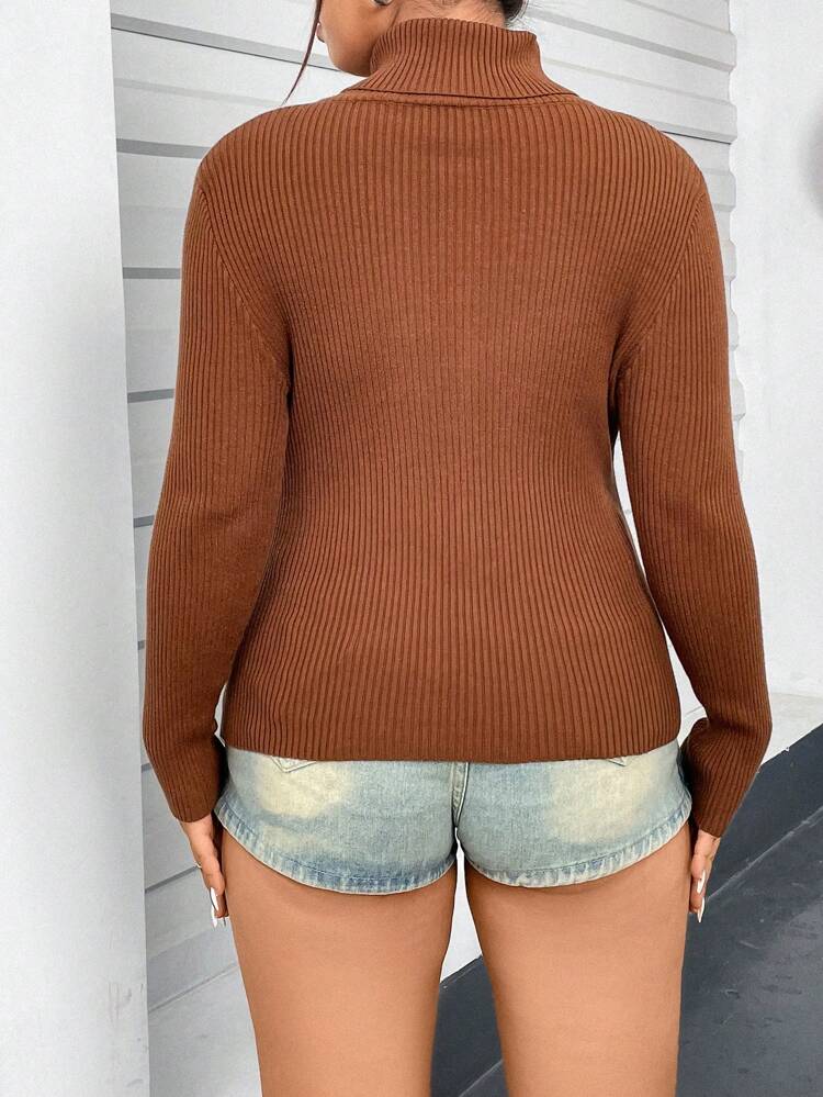 Plus Size High Neck Sweater Knit Pullover Fall Winter Sweater