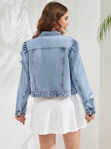 Maternity Bubble Sleeve Denim Jacket