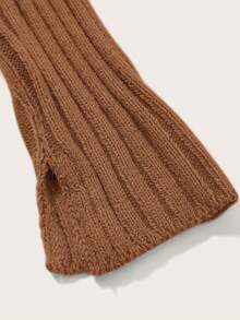 SHEIN ICON Solid Color Off Shoulder Zipper Cardigan - Brown - View 5