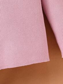 SHEIN Suéter De Cuello Alto De Color Sólido Para Niñas - Rosa - Ver 3