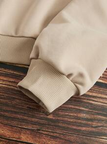 SHEIN EZwear LOVE Casual Leopard & Zebra Print Pattern Round Neck Loose Fit Thick Sweatshirt For Women, Autumn/Winter,Long Sleeve Tops - Apricot - View 6