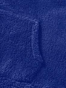 Manfinity 男式寬鬆長袖貼娃娃外套,帶有字母刺繡的連帽 - 藍色 - 查看 5