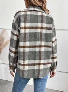 SHEIN LUNE 女式翻领格子大衣 - 彩色 - 查看 2