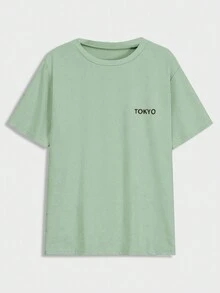 SHEIN Cottnline Men's Letter Printed T-shirt - Green - View 2