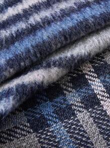 SHEIN Áo khoác kiểu áo sơ mi kẻ sọc thả vai cho bà bầu, mùa đông - Màu xanh lam - Xem 10