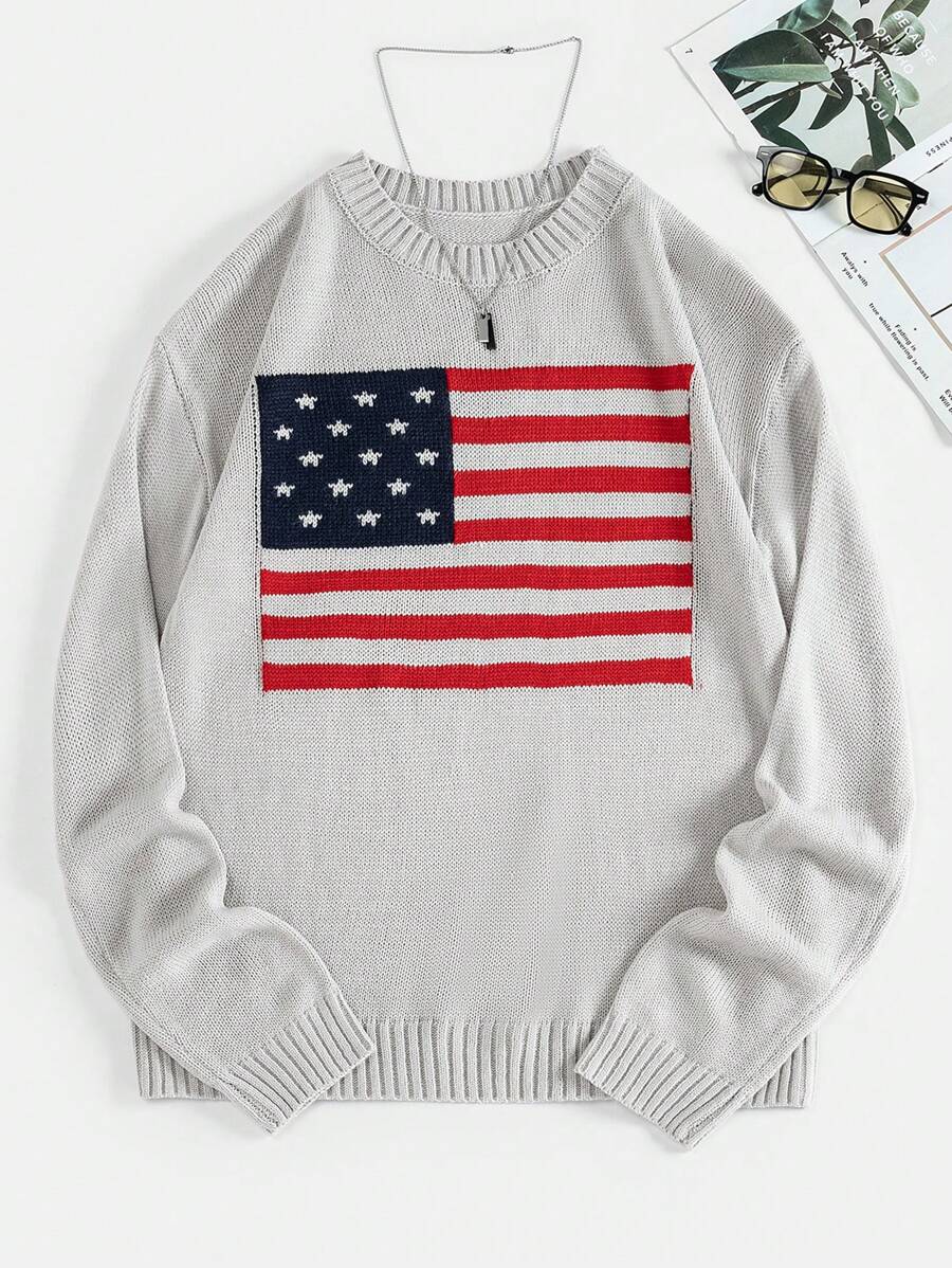 Muchica Women's American Style Patterned Sweater - Grey - View 1