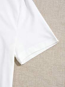 SHEIN EZwear Solid Color Casual Round Neck Short Sleeve Fitted Women T-Shirt, Suitable For Summer