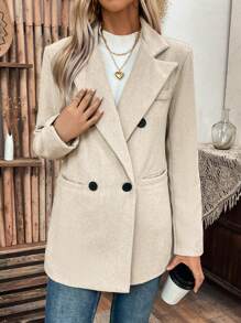 SHEIN Clasi 女式人字形翻领双排扣西装外套