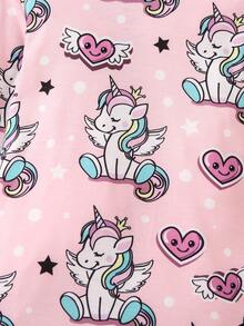 SHEIN 小女孩卡通獨角獸印花連衣裙 - 彩色 - 查看 5
