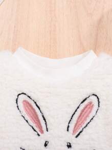 SHEIN Em bé Cô gái Dễ thương Thỏ In Sang trọng Nối 2 trong1 Vải to sợi Đầm nỉ - Nhiều màu - Xem 4
