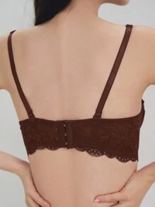 DAZY Lace Wireless Sexy Lingerie Bra - Chocolate Brown - View 2