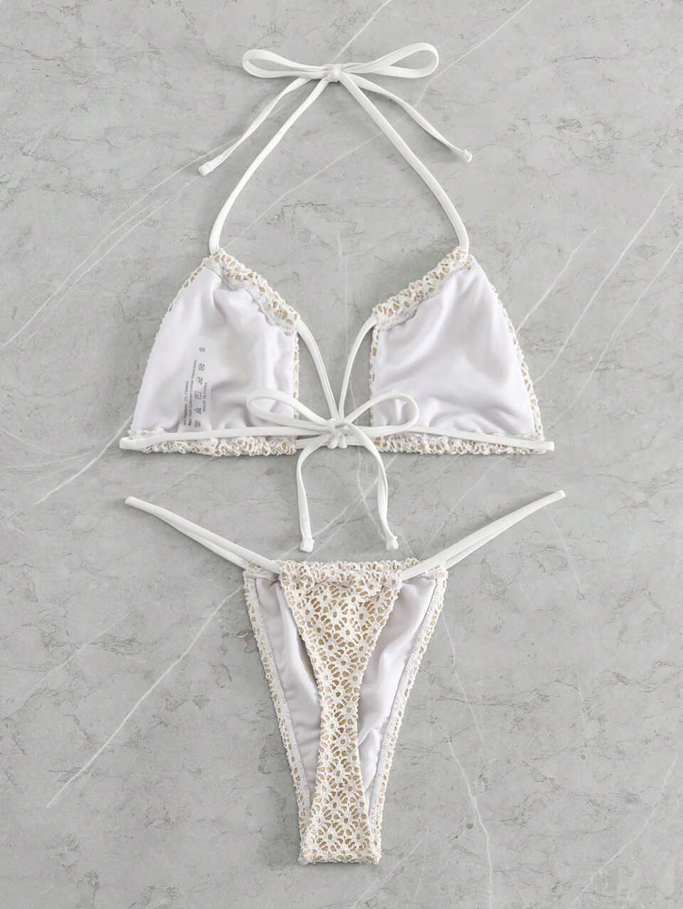 Summer Beach Women's Hollow Out Knit Halter Bikini Set