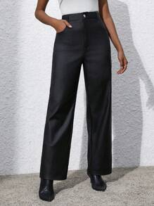 Zolique 女款純色直筒褲 - 黑色 - 查看 3