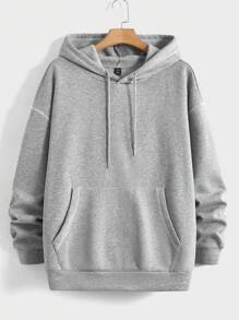 EASEVO 男士加大灰色帶前袋連帽衫 - 淺灰色 - 查看 1