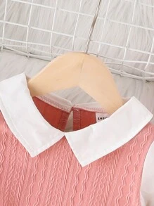 嬰兒女童秋季長袖2合1休閒連衣裙 - 黑色 - 查看 5