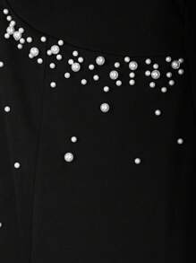 SHEIN Clasi 大碼女裝珠片褶皺人魚裙 - 黑色 - 查看 4