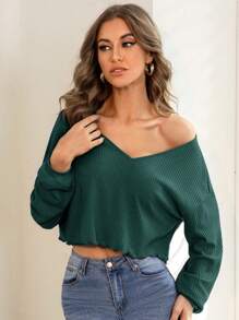 SHEIN Essnce V領長袖t恤