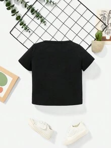 Baby Girl Letter & Graphic Tee - Black - View 2