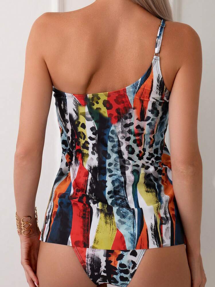 Summer Women'S Mixed Leopard Print Chain Decorated Cami Bikini Set