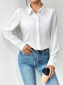 SHEIN Clasi Camisa de mujer de manga larga, Blusas de manga larga