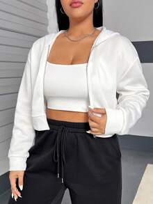 Flirla 標語印花帽t大尺碼短袖套頭衫 - 白色 - 查看 5