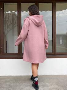 SHEIN EZwear Casaco De Lã Com Capuz E Tamanho Grande Para Mulheres Com Design De Ombro Caído
