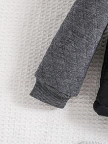 SHEIN 男嬰卡通圖案連帽衫和運動褲&夾克背心 - 黑色 - 查看 3