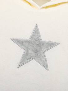 SHEIN Baby Boys' Star Pattern Hooded Sweatshirt, Solid Color Vest, Footed Pants 3pcs/set - Multicolor - View 4