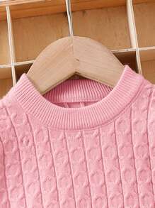 Baby Girls' Solid Color Textured Sweater - Pink - View 3