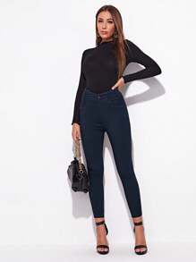 SHEIN Women's Fashionable Slim-Fit Solid Color Long Pants, Casual - Royal Blue - View 6