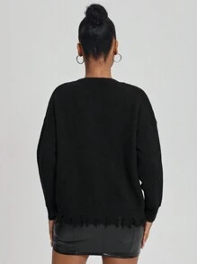 Rat Studio Women's Zebra Print Star Pattern Round Neck Drop Shoulder Sweater - Multicolor - View 2