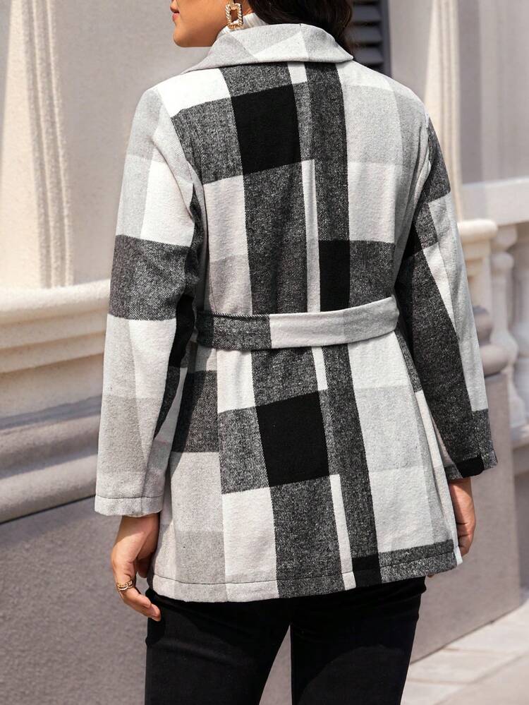 Plus Size Plaid Casual Outerwear Jacket For Autumn/Winter